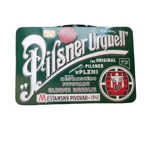 PILSNER URQUELL Bier BEER Embossed Metal Lunch Box Tine Green Large 7"x11"x5"